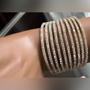 Silver costume jewelry sparkling cuff bracelet. OS